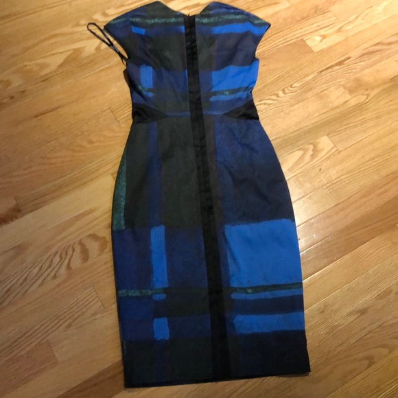 Karen Millen blue graphic fitted dress 4-6 UK 10 - Picture 4 of 9